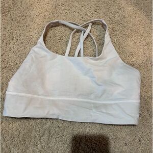 White lululemon energy bra long lined size 10 discolored slightly no cups